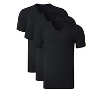 COLORFULLEAF Herren Bambus Unterhemden Regular Fit V-Ausschnitt T-Shirts Kurzarm Rundhals T-Shirts 3er oder 6er Pack, V-Ausschnitt-Schwarz, L