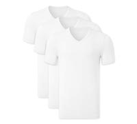 COLORFULLEAF Herren Bambus Unterhemden Regular Fit V-Ausschnitt T-Shirts Kurzarm Rundhals T-Shirts 3er oder 6er Pack, V-Ausschnitt-Weiß, L