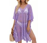 colornival Strandkleid Damen aus Spitze, Kleid für Damen | Luftige Strandtunika Damen mit V-Ausschnitt, Strandüberwurf für Bikini, Urlaub Must Haves