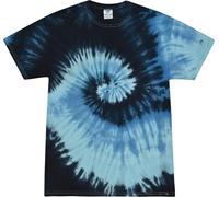 Colortone Unisex Batik T-Shirt 'Swirl' | Batik Shirt S - 5XL mit verschiedenen Mustern | Flower Power Kleidung Damen Herren aus Baumwolle | Handgefärbtes Batik Design | Blue Ocean, XXL