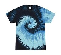 Colortone Unisex Batik T-Shirt 'Swirl' | Batik Shirt S - 5XL mit verschiedenen Mustern | Flower Power Kleidung Damen Herren aus Baumwolle | Handgefärbtes Batik Design | Blue Ocean, XL