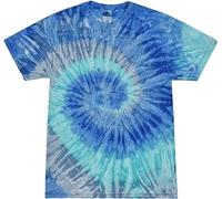 Colortone Unisex Batik T-Shirt 'Swirl' | Batik Shirt S - 5XL mit verschiedenen Mustern | Flower Power Kleidung Damen Herren aus Baumwolle | Handgefärbtes Batik Design | Blue Jerry, L