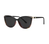 Colrea Modische Katzenaugen-Sonnenbrille für Damen, UV400-Schutz, CL22017, Schwarze Gläser/Leopardenrahmen, Big