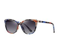 Colrea Trendige Katzenaugen-Sonnenbrille für Damen, modische Cateye-UV400-Schutzbrille CL22017, Blaue Blumenverpackung, 140mm