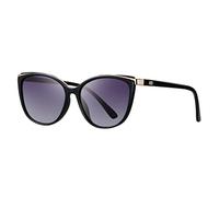 Colrea Trendige Katzenaugen-Sonnenbrille für Damen, modische Cateye-UV400-Schutzbrille CL22017, Graue Gläser / schwarzer Rahmen, 140mm