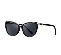 Colrea Trendige Katzenaugen-Sonnenbrille für Frauen Mode Cateye UV400 Schutz Brille CL22017 (schwarze Linse/schwarzer Rahmen)