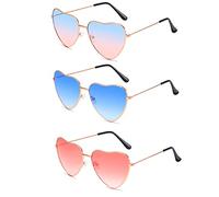 Colrid 3 Paare Rosa Hippie Sonnenbrillen Retro Hippie Stil, für Fasching, Geburtstagsfeier, Alltagsgebrauch, Foto Requisiten