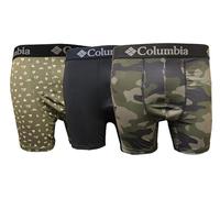 Columbia Herren-Boxershorts, bedruckt, Polyester, Stretch, einfarbig, 3 Paar, Camo/Schwarz/Grün, Größe L, Camo/Schwarz/Grün, Large
