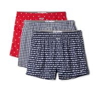 Columbia Bedruckte gewebte Herren-Boxershorts, 3er-Pack, Marineblau / Rot, Medium