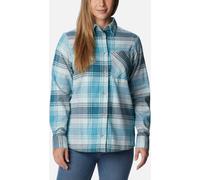 Columbia Calico Basin Flannel Long Sleeve Shirt aqua haze dimensional buffalo (321) S