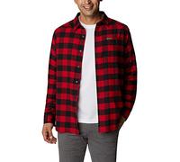 Columbia Herren Cornell Woods Flanellhemd mit Langen Ärmeln Button-Down-Shirt, Mountain Red Buffalo Check, XL