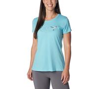 Columbia Damen Daisy Days, kurzärmelig T-Shirt, Aquamarine Heather/Fancy Flyer, 2X