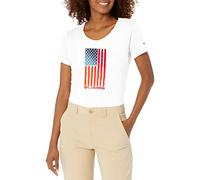 Columbia Damen Daisy Days kurzen Ärmeln T-Shirt, Weiß/Aquarell-Flaggen-Grafik, Large