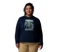 Columbia Damen Rolling Bend Graphic Long Sleeve Crew Langärmeliges T-Shirt, Collegiate Navy, Amazing Heights, XL EU