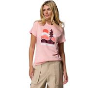 Columbia Damen Ruby Springs Graphic Fitted Short Sleeve Kurzärmeliges T-Shirt, Pink Sand, Get Hiked, S EU