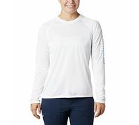 Columbia Damen Tidal Tee II Langarm, Weiß/Cirrus Grey Logo, Groß