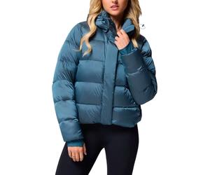 Columbia - Doudoune isolée en duvet naturel - Amaze Puff Hooded Jacket Everblue High Shine für Damen - Größe L - Blau Blau L