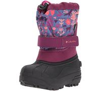Columbia Girls' Childrens Powderbug Plus II Print Snow Boot, Dark Raspberry, Bright Peach, 9 M US Little Kid