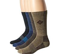 Columbia Herren 4er Pack Moisture Control Ribbed Crew Lässige Socken, Schwarz, Braun, Sortiert, 10-13 (Shoe Size 6-12 US Men's)