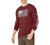 Columbia Herren Langarm Outdoor Angeln Camping Wandern T-Shirt, Rich Wine with Gulfstream, L