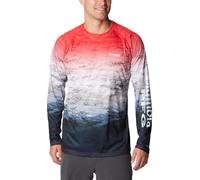Columbia Herren Super Terminal Tackle Langarm-Shirt Wander, Red Spark Deepsea Fade, L