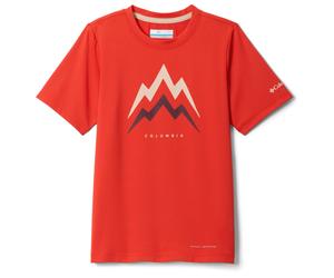 Columbia - Kid's Tech Trail Utility S/S Graphic Crew - Funktionsshirt, Gr. 140 M, rot (SuperSonic/Energetic)