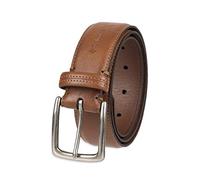 Columbia Men's Casual Leather Belt -Trinity Style for Jeans Khakis Dress Leather Strap Silver Prong Buckle Belt,Tan,44