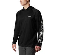 Columbia PFG Herren Terminal Tackle Angeln Hoodie Atmungsaktiv UV-Sonnenschutz Schwarz/Cool Grey Logo X-Large Tall