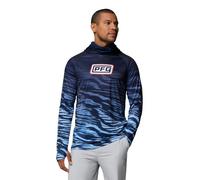 Columbia PFG Super Terminal Tackle Vent Hoodie für Herren, Collegiate Navy Currents Fade, Large
