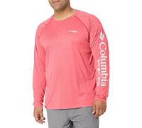 Columbia PFG Terminal Tackle Heather Langarm-Shirt, Sonnenschutz, Red Spark Heather/White Logo, Größe M