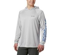 Columbia PFG Terminal Tackle Herren Kapuzenpullover, Cool Grey/Vivid Blue Logo, Größe XL