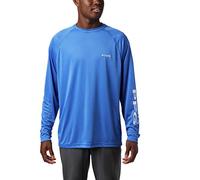 Columbia PFG Terminal Tackle™ Herren-Langarmshirt, groß, kräftiges Blau, graues Logo, XLT