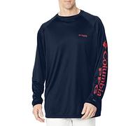 Columbia PFG Terminal Tackle LSF 50 Langarm-Angel-Shirt, Collegiate Navy/Sunset Red Logo, Größe 5X Big