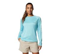 Columbia PFG Tidal Tee II Damen Langarm-Sonnenschutz-Shirt Blau/Weiß-Logo Größe S