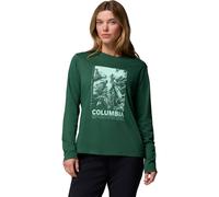 Columbia Damen Rolling Bend Graphic Long Sleeve Crew Langärmeliges T-Shirt, Rain Forest, Amazing Heights, L EU