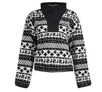 Fleecepullover COLUMBIA "Sequoia Grove II Printed Half Zip", Damen, Gr. XL (46/48), schwarz-weiß (schwarz wizard island tonal), Obermaterial: 100% Polyester, Sweatshirts Fleecepullover, mit Halbreißve