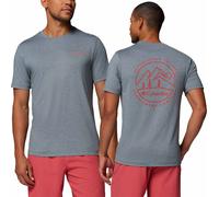 Columbia - Stretchiges und atmungsaktives Wander-T-Shirt - Herren - Parsons Point SS Back Graphic Tee City Grey Heather Linear Peaks - Grau L