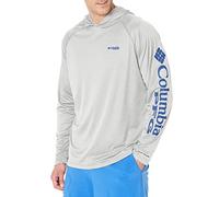 Columbia Herren PFG Terminal Tackle Hoodie Angel-Shirt, Cool Grey Heather/Vivid Blue Logo, Large