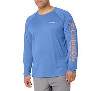 Columbia Terminal Tackle Heather Herren-Langarmshirt, Vivid Blue Heather/Bright Nectar Logo, Größe XL