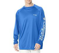 Columbia Terminal Tackle Langarm-Angelshirt für Herren, Farbenfrohes blaues und graues Logo, XX-Large