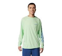Columbia Terminal Tackle Langarm-Angelshirt für Herren, Key West/Vivid Blue Logo, Mittel