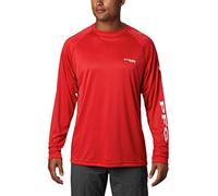 Columbia Terminal Tackle Langarm-Angelshirt für Herren, Rotes Spark/weißes Logo, Mittel