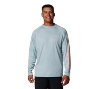 Columbia PFG Terminal Tackle Langarm-Shirt für Herren, Crushed Blue/Bright Nectar Logo, L