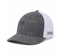 Columbia Unisex-Erwachsene PFG Mesh Ball Cap-High Verschluss, Grill Heather/White/US Fish Flag, XXL