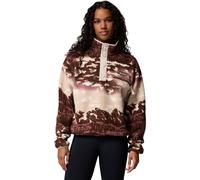 Columbia Women's Helvetia II Cropped Sherpa Half Snap Printed Fleece tobacco sisters, dark stone (256) XS