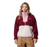Columbia Women's Sequoia Grove Half Zip Fleece Pull Over, Rich Wine, Dark Stone, Eraser Pink, L