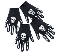com-four® 2 Paar Skelett-Handschuhe Strick - Kostümzubehör mit Knochenmuster und Totenschädel für Halloween, Día de Muertos, Cosplay - Geister-Hände für Kinder - Gerippe-Hände (2 Paar - Kinder 02)