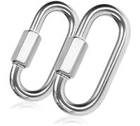 COM-FOUR® 2X Schraubverbinder - Kettennotglied 10 mm - Karabiner mit Schraubverschluss - Materialkarabiner - Verbinder - Edelstahl 304, rostfrei, langlebig (2 Stück - 10 x 90mm)