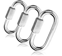 COM-FOUR® 3X Schraubverbinder - Kettennotglied 8 mm - Karabiner mit Schraubverschluss - Materialkarabiner - Verbinder - Edelstahl 304, rostfrei, langlebig (3 Stück - 08 x 70mm)