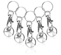com-four® 5X Schlüsselanhänger aus Metall mit Karabinerhaken und Einkaufswagenchip, Abnehmbarer Einkaufschip als Glücksbringer für den Schlüsselbund (05 Stück - Engel)